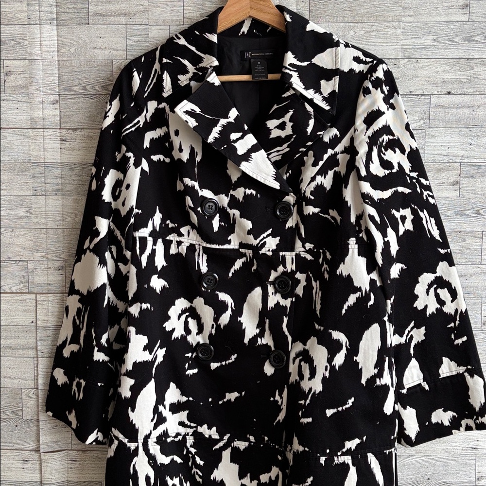 Trench Coat Brocade‎ Y2K Floral fitted INC International womens medium
